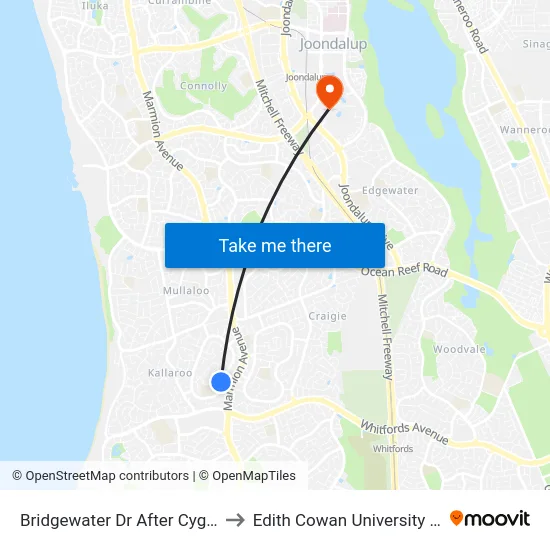 Bridgewater Dr After Cygnet St to Edith Cowan University (ECU) map