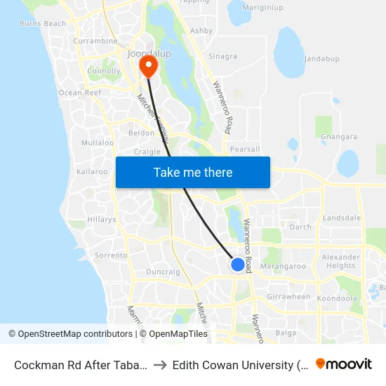 Cockman Rd After Tabard St to Edith Cowan University (ECU) map