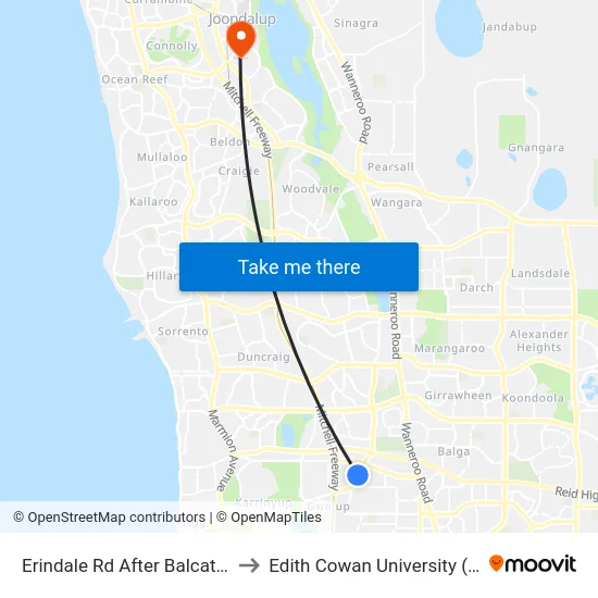 Erindale Rd After Balcatta Rd to Edith Cowan University (ECU) map