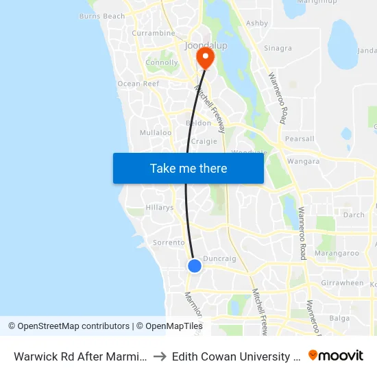 Warwick Rd After Marmion Av to Edith Cowan University (ECU) map