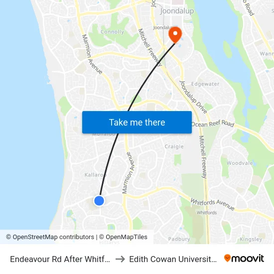 Endeavour Rd After Whitfords Av to Edith Cowan University (ECU) map