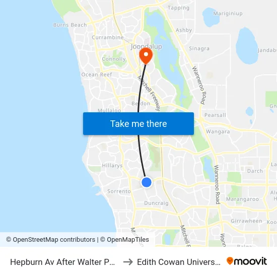 Hepburn Av After Walter Padbury Bvd to Edith Cowan University (ECU) map