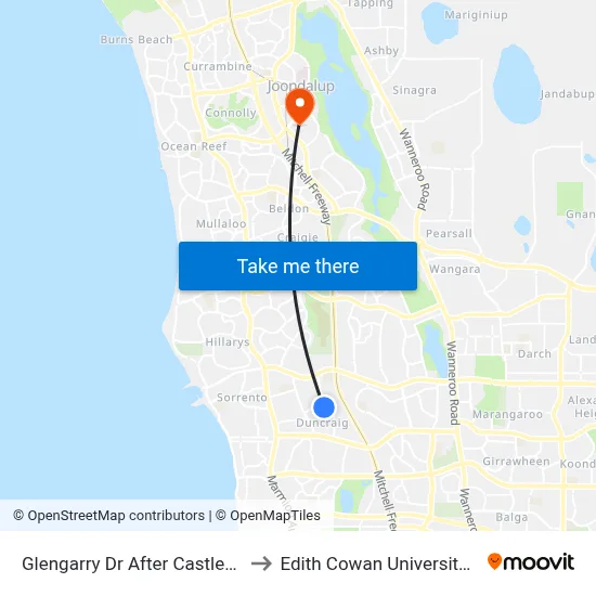Glengarry Dr After Castlefern Wy to Edith Cowan University (ECU) map