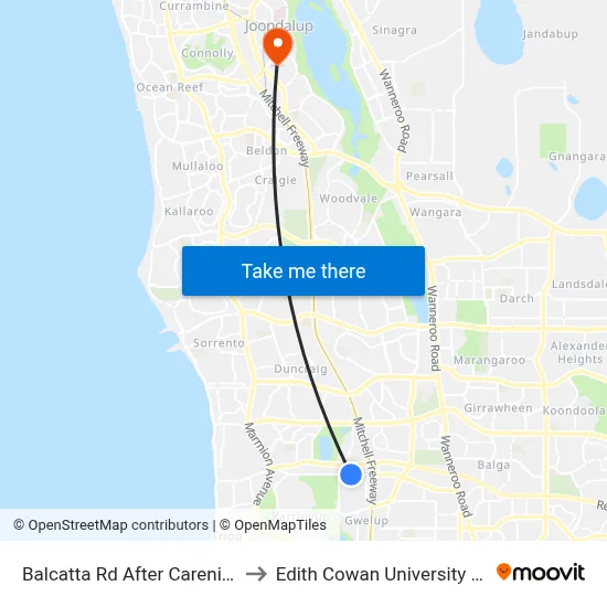 Balcatta Rd After Careniup Av to Edith Cowan University (ECU) map