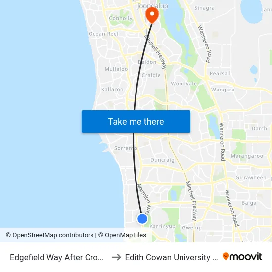 Edgefield Way After Croxton Pl to Edith Cowan University (ECU) map