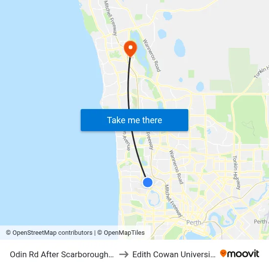 Odin Rd After Scarborough Beach Rd to Edith Cowan University (ECU) map