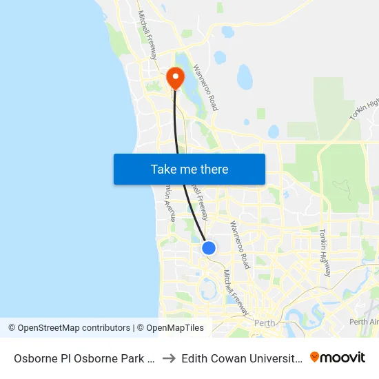 Osborne Pl Osborne Park Hospital to Edith Cowan University (ECU) map