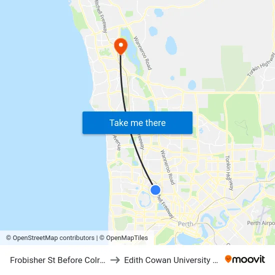 Frobisher St Before Colray Av to Edith Cowan University (ECU) map