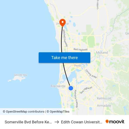 Somerville Bvd Before Keall Pass to Edith Cowan University (ECU) map