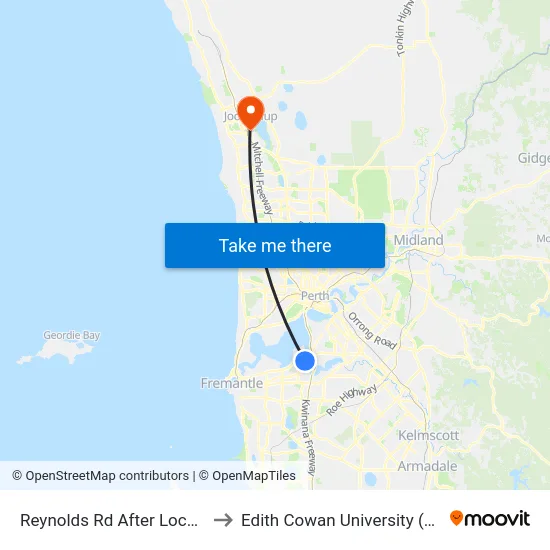 Reynolds Rd After Locke St to Edith Cowan University (ECU) map
