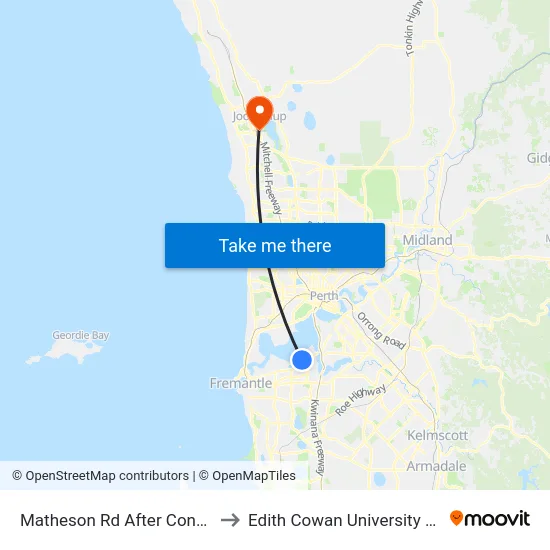 Matheson Rd After Conon Rd to Edith Cowan University (ECU) map