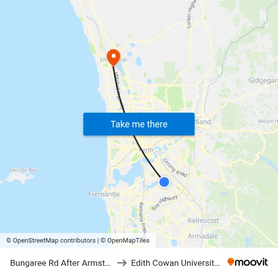 Bungaree Rd After Armstrong Rd to Edith Cowan University (ECU) map