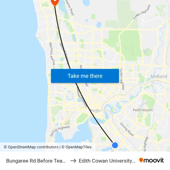 Bungaree Rd Before Teaguer St to Edith Cowan University (ECU) map