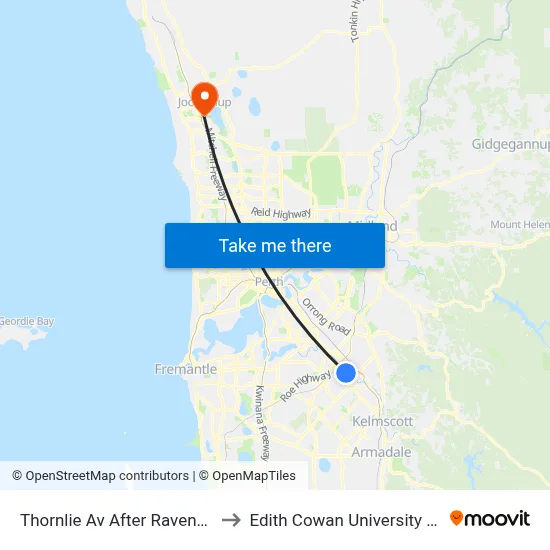 Thornlie Av After Ravenhill Rd to Edith Cowan University (ECU) map