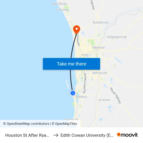 Houston St After Ryan St to Edith Cowan University (ECU) map
