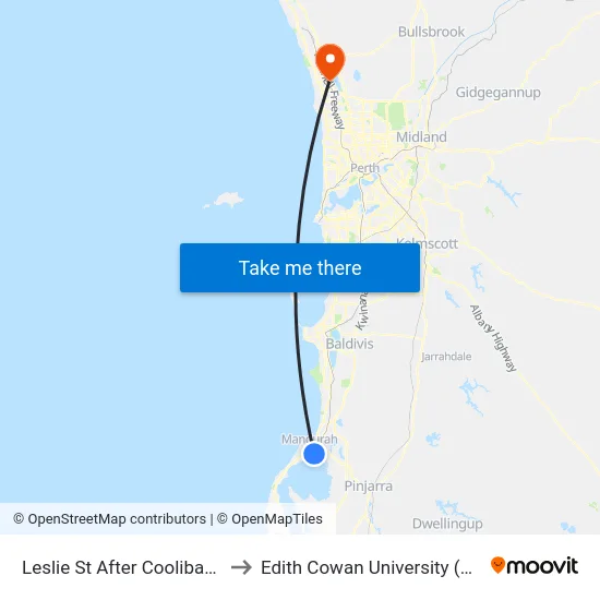 Leslie St After Coolibah Av to Edith Cowan University (ECU) map