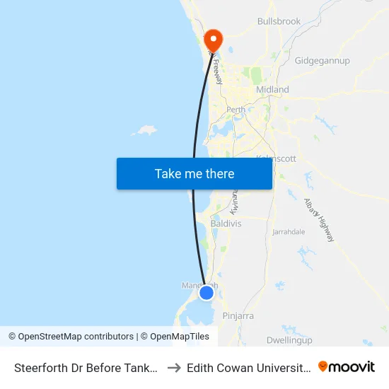 Steerforth Dr Before Tankerton Wy to Edith Cowan University (ECU) map