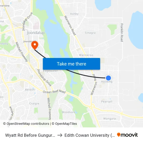 Wyatt Rd Before Gungurru Av to Edith Cowan University (ECU) map