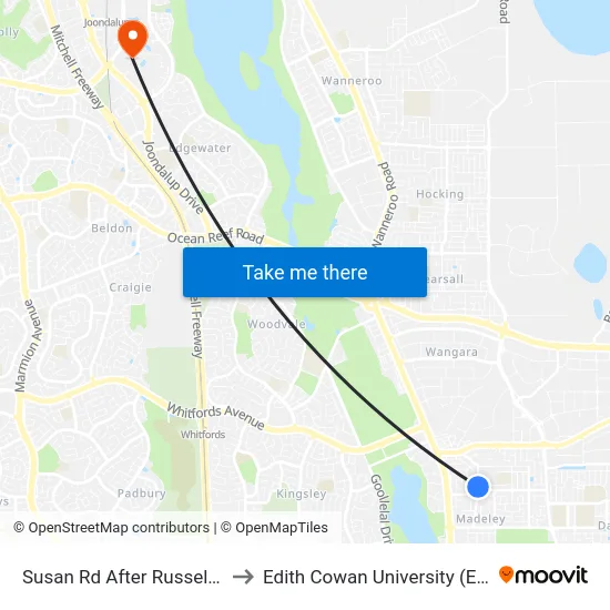 Susan Rd After Russell Rd to Edith Cowan University (ECU) map