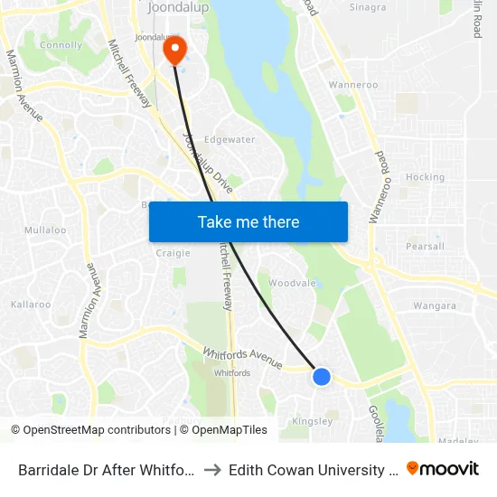 Barridale Dr After Whitfords Av to Edith Cowan University (ECU) map