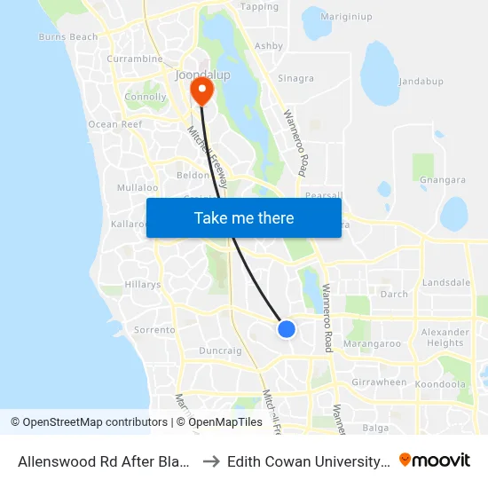 Allenswood Rd After Blackall Dr to Edith Cowan University (ECU) map