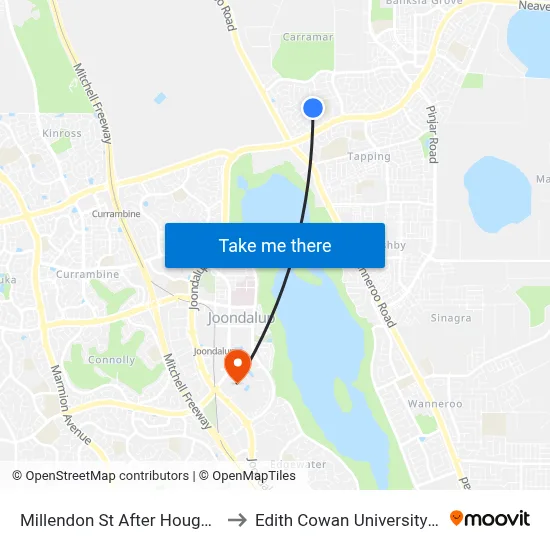 Millendon St After Houghton Dr to Edith Cowan University (ECU) map