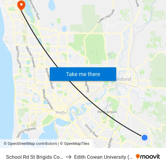 School Rd St Brigids College to Edith Cowan University (ECU) map