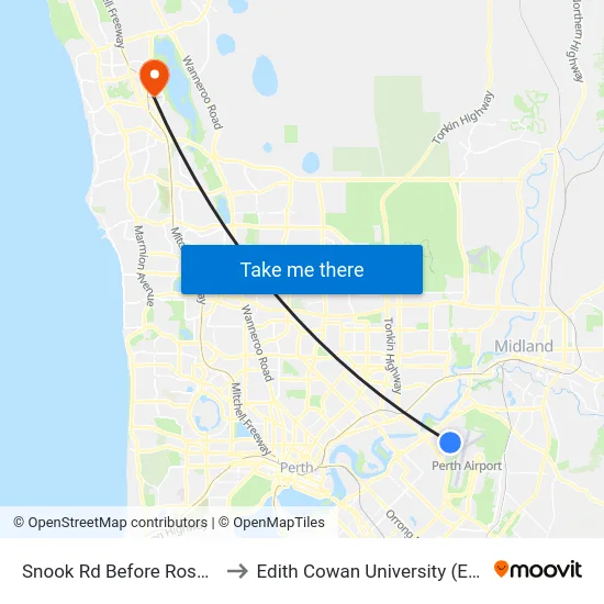 Snook Rd Before Ross Dr to Edith Cowan University (ECU) map