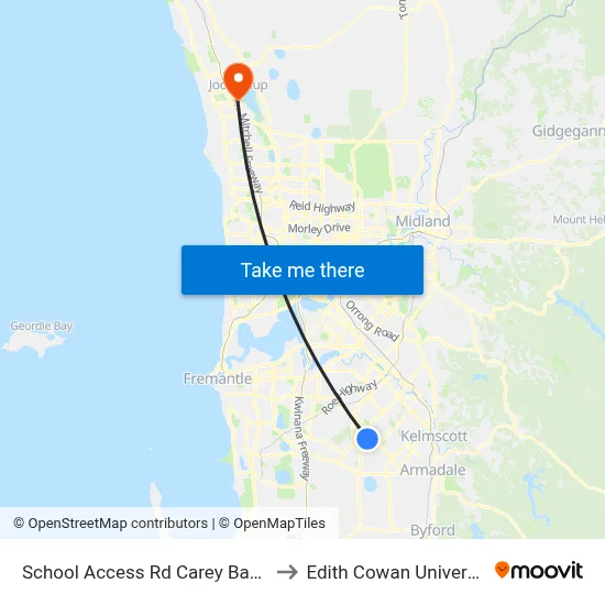 School Access Rd Carey Baptist College to Edith Cowan University (ECU) map