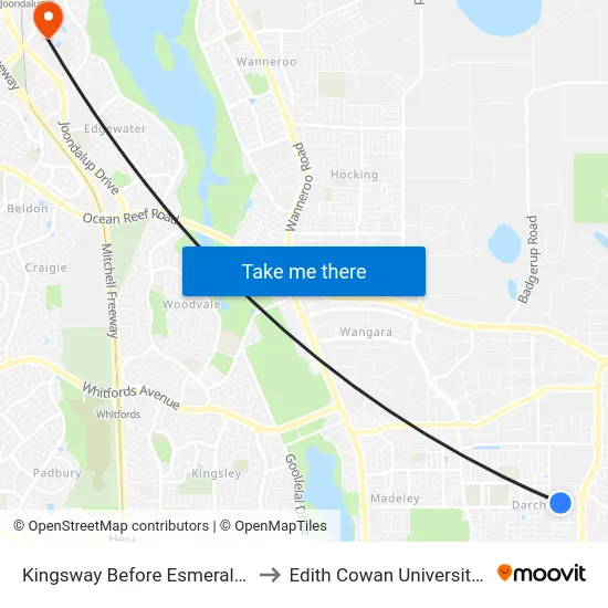 Kingsway   Before Esmeralda Pass to Edith Cowan University (ECU) map
