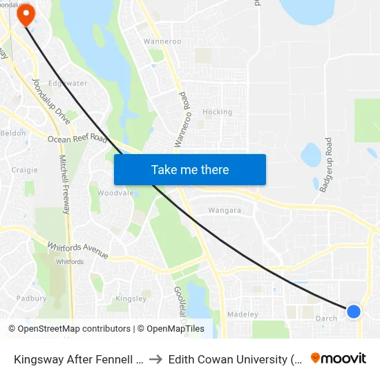 Kingsway   After Fennell Rise to Edith Cowan University (ECU) map