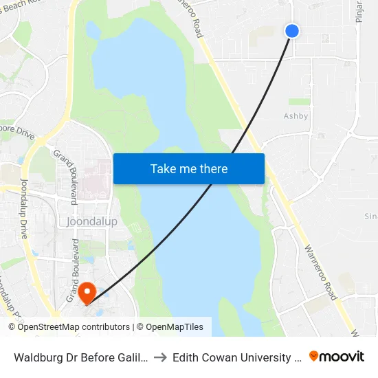 Waldburg Dr Before Galileo Av to Edith Cowan University (ECU) map
