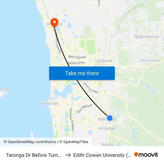 Taronga Dr Before Turner Rd to Edith Cowan University (ECU) map