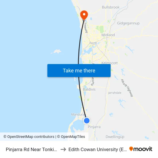 Pinjarra Rd Near Tonkin Dr to Edith Cowan University (ECU) map