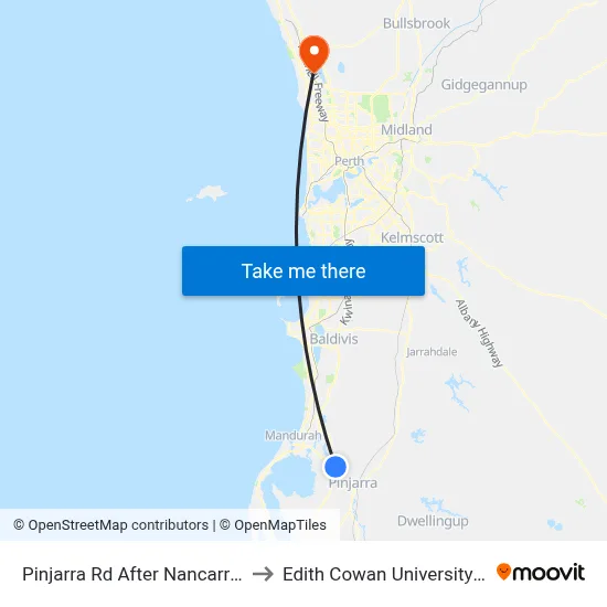 Pinjarra Rd After Nancarrow Wy to Edith Cowan University (ECU) map