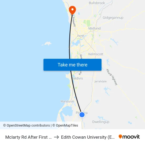 Mclarty Rd After First Rd to Edith Cowan University (ECU) map