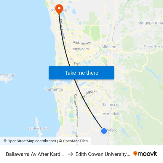 Ballawarra Av After Kardan Bvd to Edith Cowan University (ECU) map