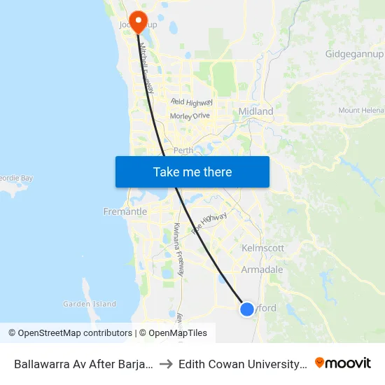 Ballawarra Av After Barjadda St to Edith Cowan University (ECU) map