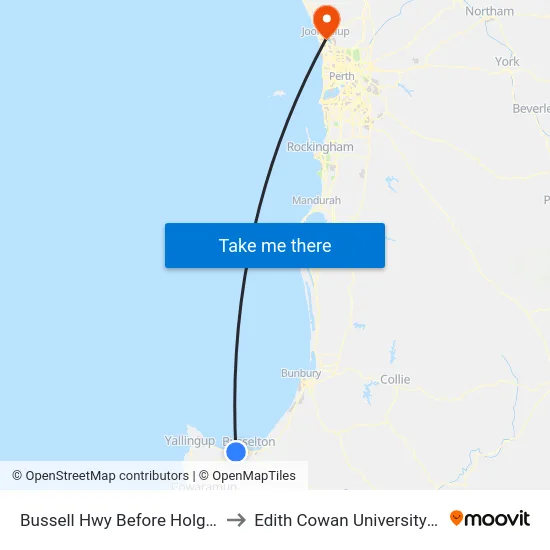 Bussell Hwy Before Holgate Rd to Edith Cowan University (ECU) map