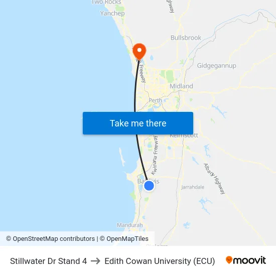 Stillwater Dr Stand 4 to Edith Cowan University (ECU) map