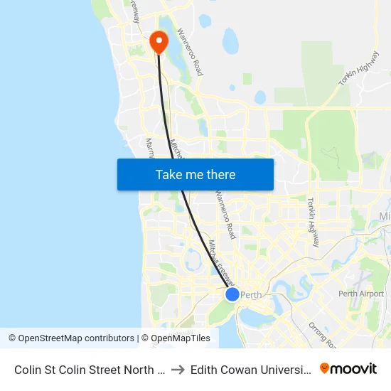 Colin St Colin Street North Cat Id 42 to Edith Cowan University (ECU) map