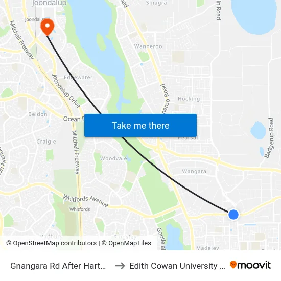 Gnangara Rd After Hartman Dr to Edith Cowan University (ECU) map