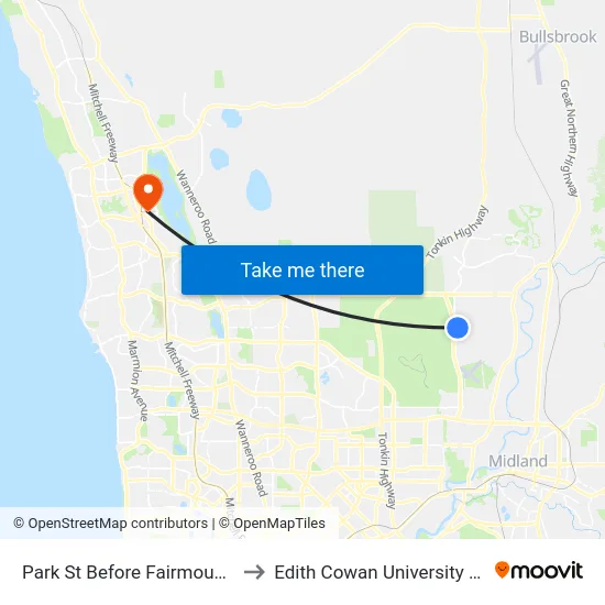 Park St Before Fairmount Bvd to Edith Cowan University (ECU) map