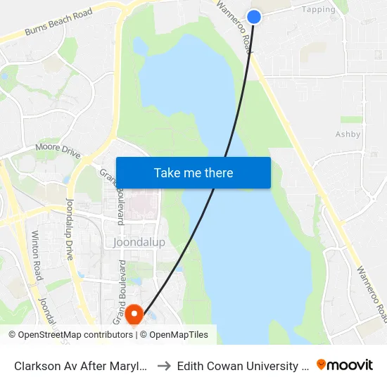 Clarkson Av  After Maryland Dr to Edith Cowan University (ECU) map