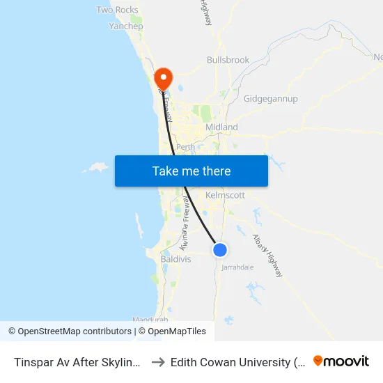 Tinspar Av After Skyline Bvd to Edith Cowan University (ECU) map
