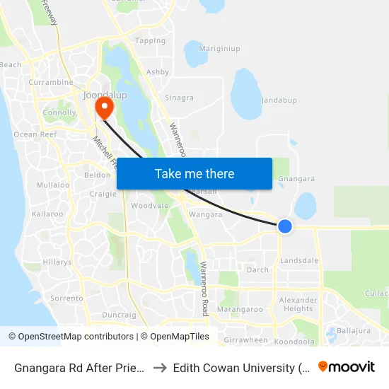 Gnangara Rd After Priest Rd to Edith Cowan University (ECU) map