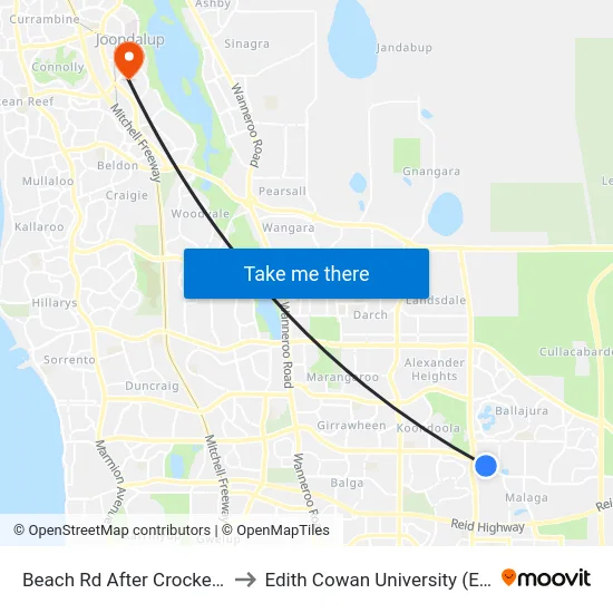 Beach Rd After Crocker Dr to Edith Cowan University (ECU) map