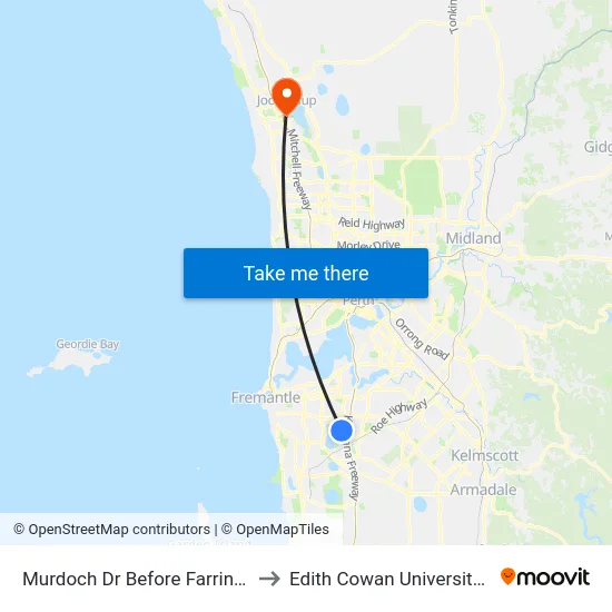Murdoch Dr Before Farrington Rd to Edith Cowan University (ECU) map