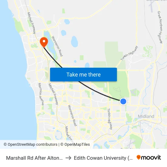 Marshall Rd After Altone Rd to Edith Cowan University (ECU) map