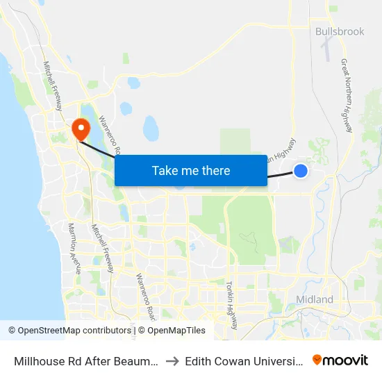 Millhouse Rd After Beaumonde Gra to Edith Cowan University (ECU) map